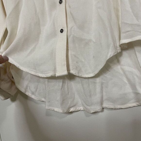 Free People ivory button down long sleeve collared popover tunic shirt Large - Picture 4 of 8